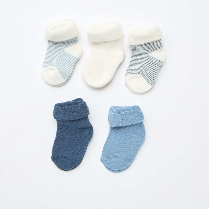 Lot de 5 paires de chaussette avec revers en coton