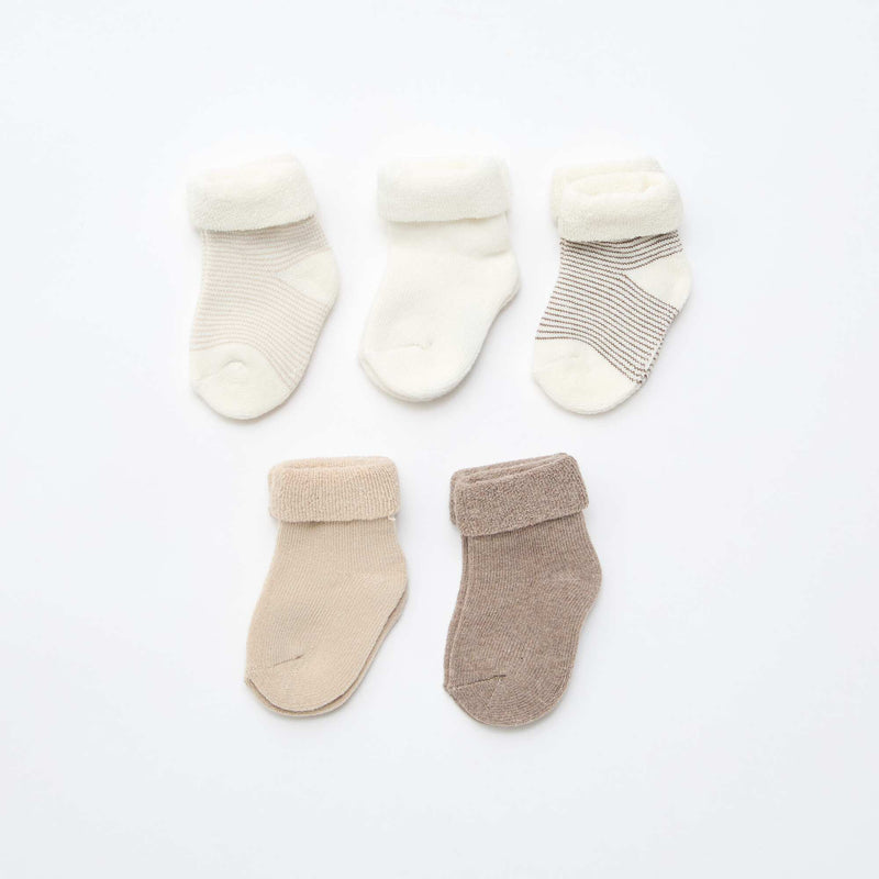 Lot de 5 paires de chaussette avec revers en coton