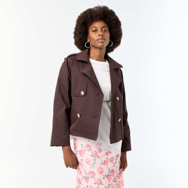 Trench court en coton – Marron – Kiabi Maroc