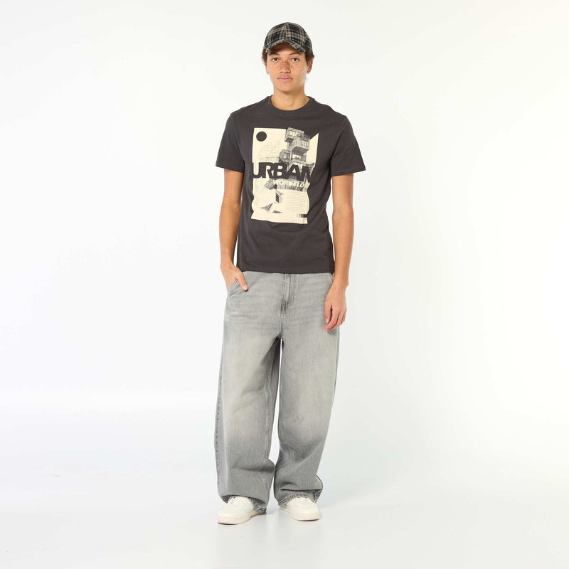Tee-shirt en coton imprimé à manches courtes