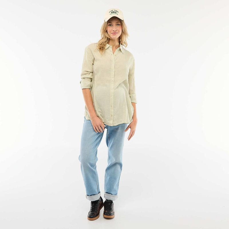 Chemise grossesse en coton rayée