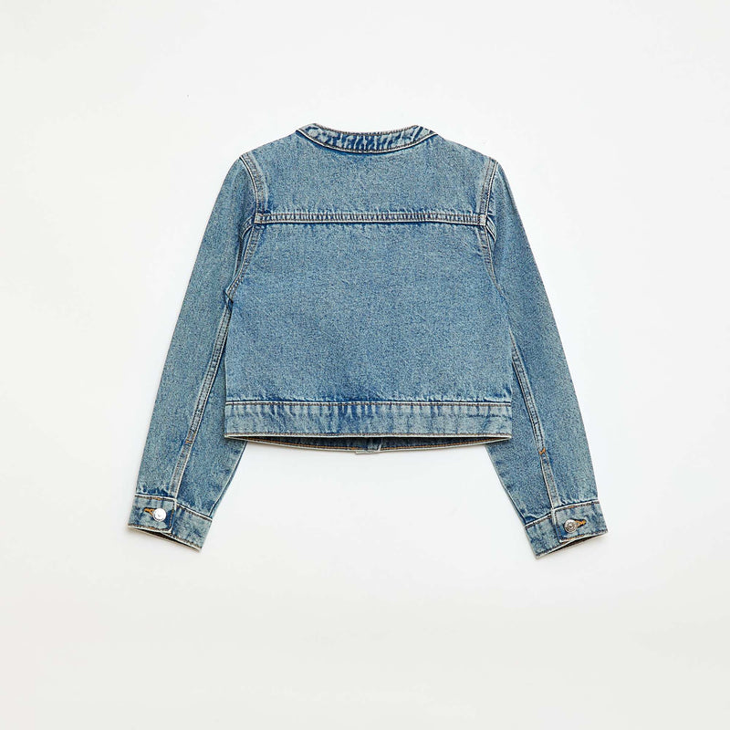 Veste en denim à col rond