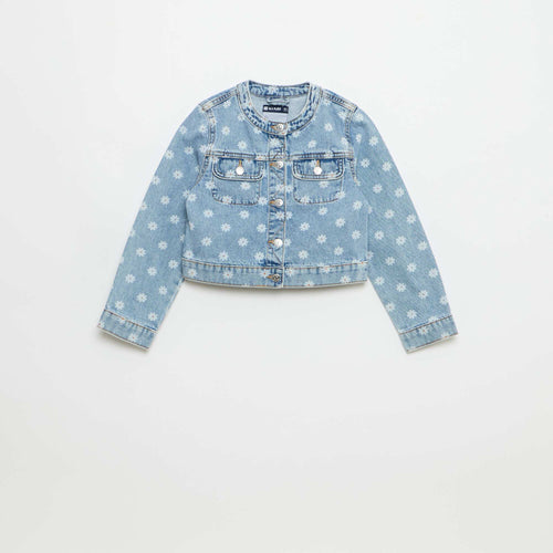 Veste en denim à col rond