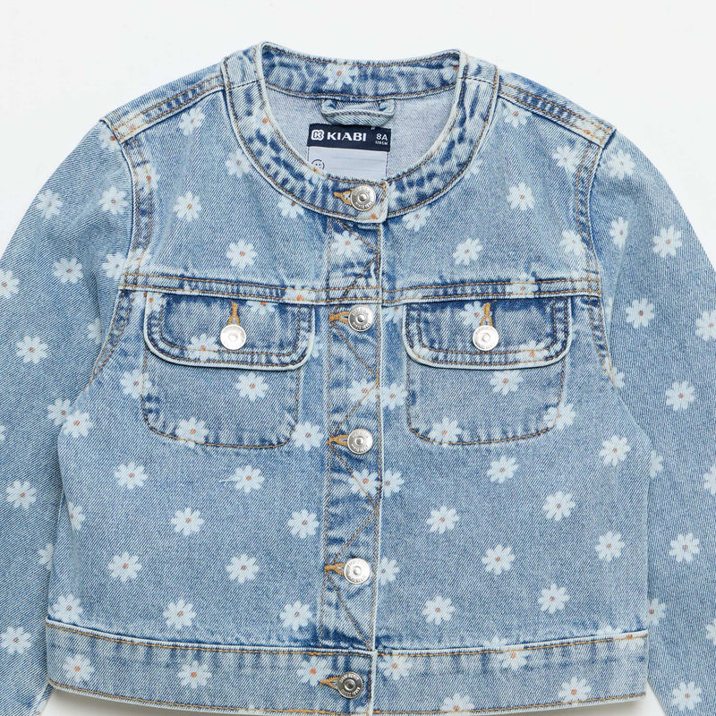 Veste en denim à col rond