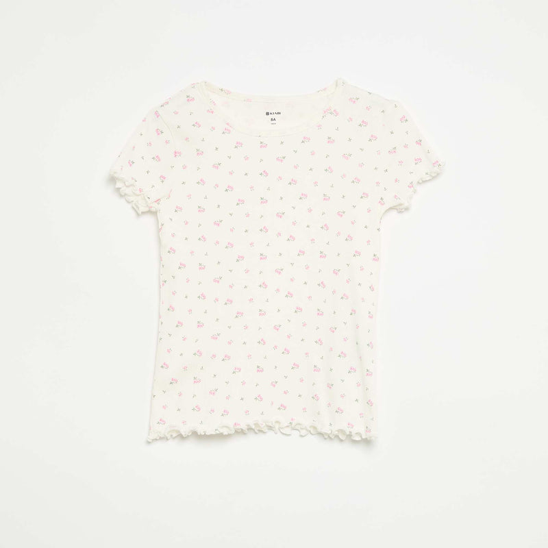 Ensemble de pyjama haut + short en maille côtelée coton