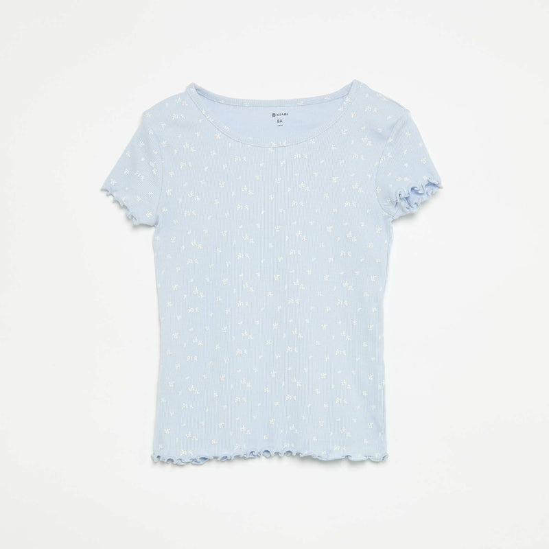 Ensemble de pyjama haut + short en maille côtelée coton