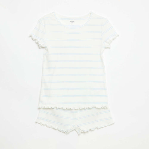 Ensemble de pyjama haut + short en maille côtelée coton