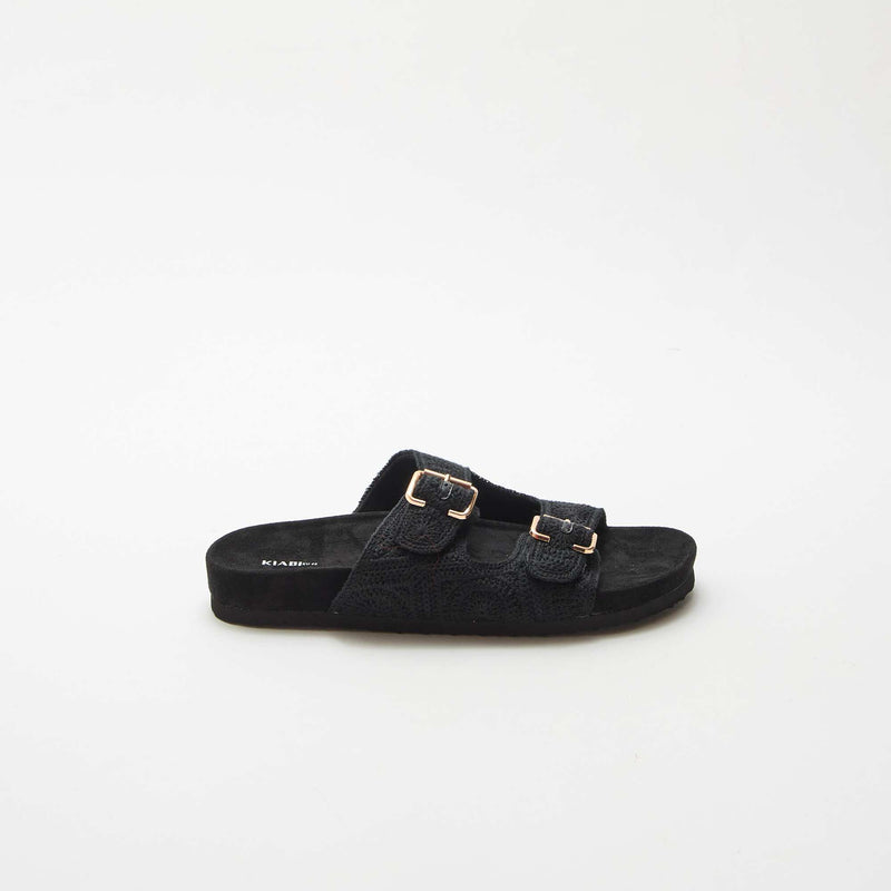 Mules à double bride en macramé