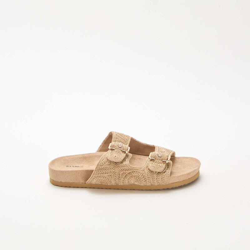 Mules à double bride en macramé