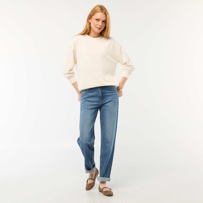Sweat col rond en french terry uni