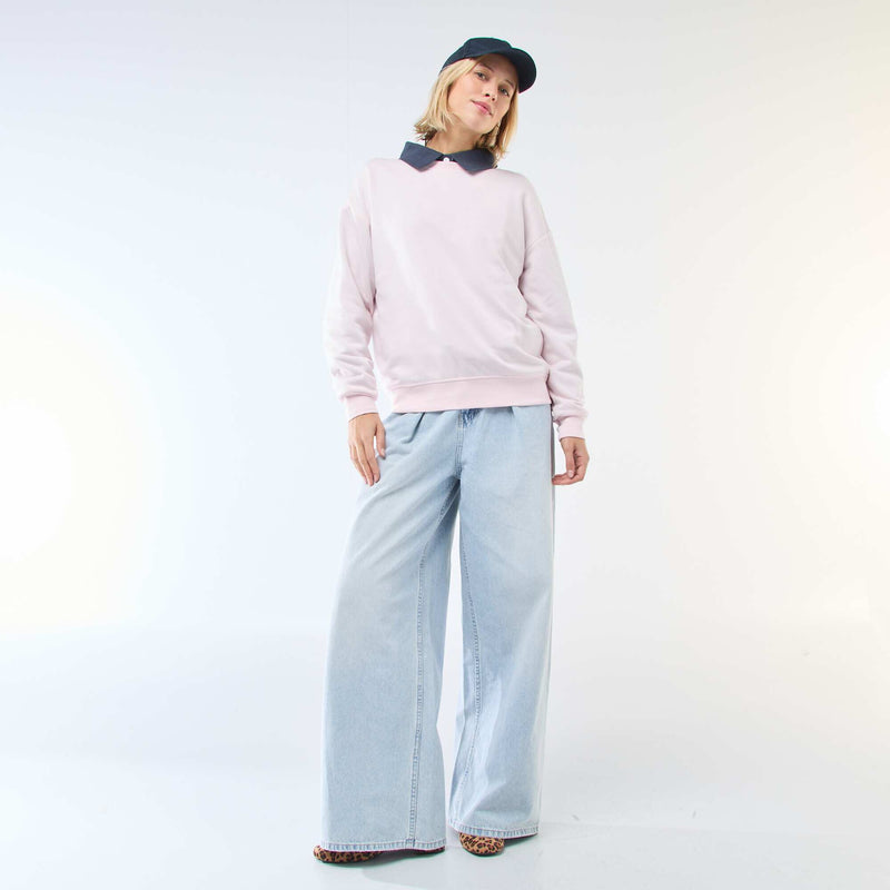 Sweat col rond en french terry uni