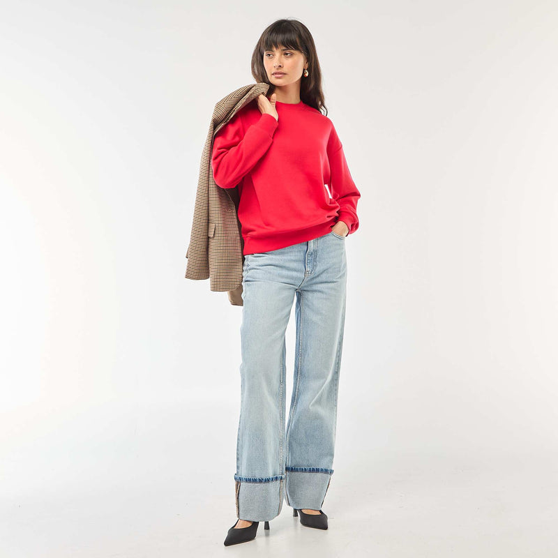 Sweat col rond en french terry uni