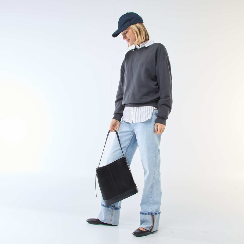 Sweat col rond en french terry uni
