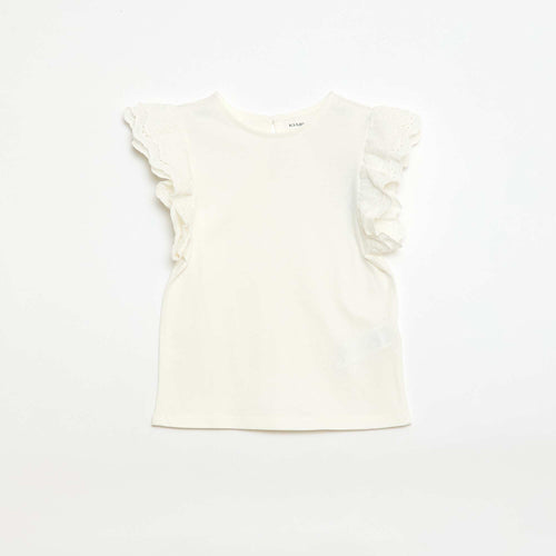 T-shirt à manches courtes en broderies anglaises