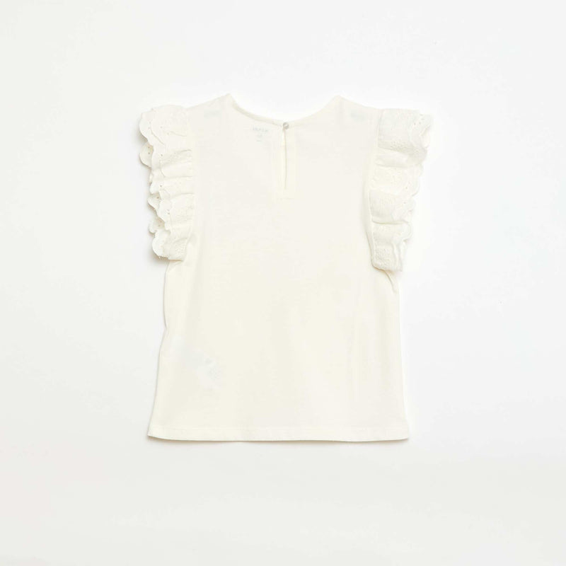 T-shirt à manches courtes en broderies anglaises