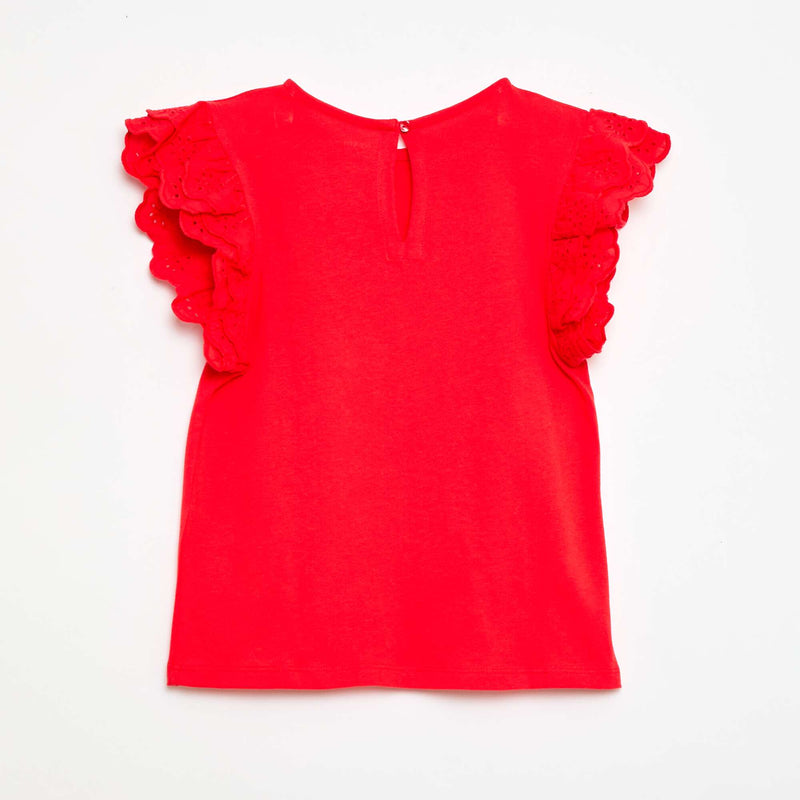 T-shirt à manches courtes en broderies anglaises