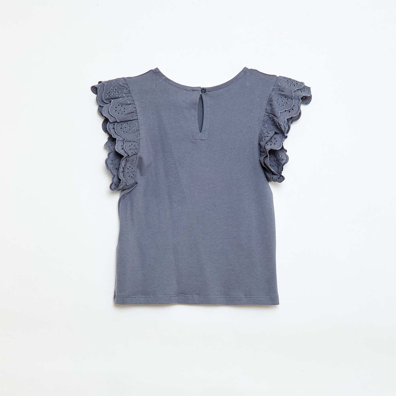 T-shirt à manches courtes en broderies anglaises