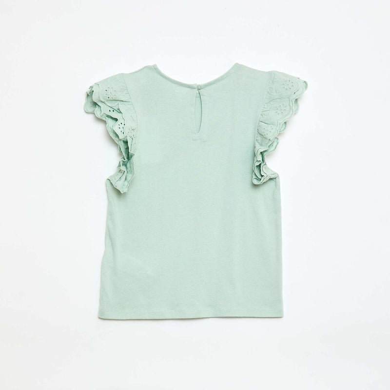 T-shirt à manches courtes en broderies anglaises
