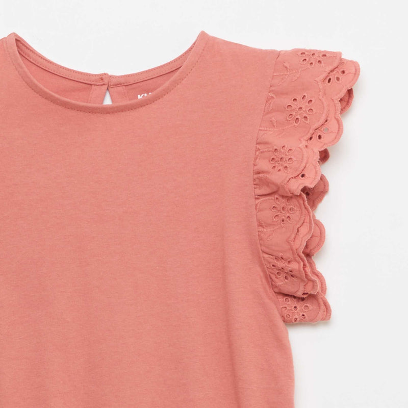 T-shirt à manches courtes en broderies anglaises