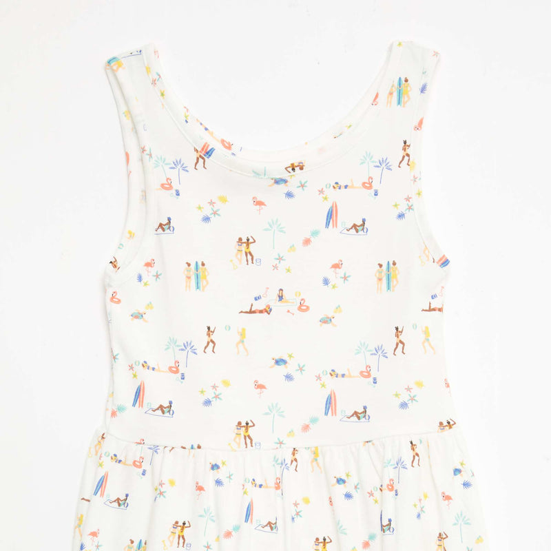 Robe en maille légère fine bretelles all-over en coton