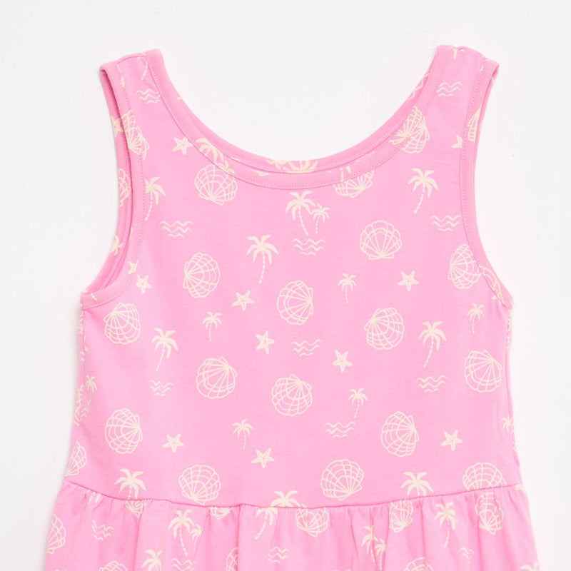Robe en maille légère fine bretelles all-over en coton