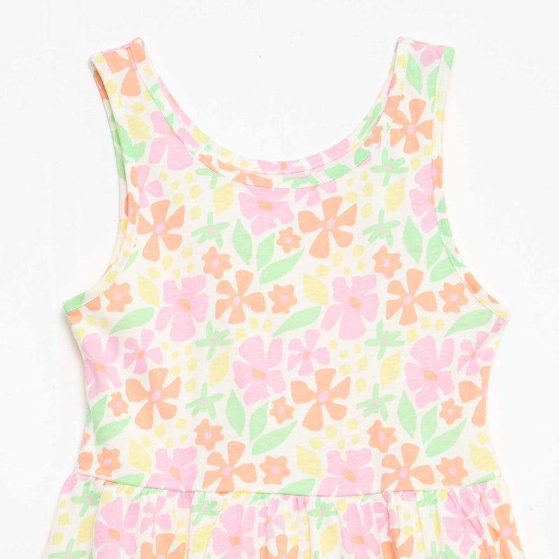 Robe en maille légère fine bretelles all-over en coton