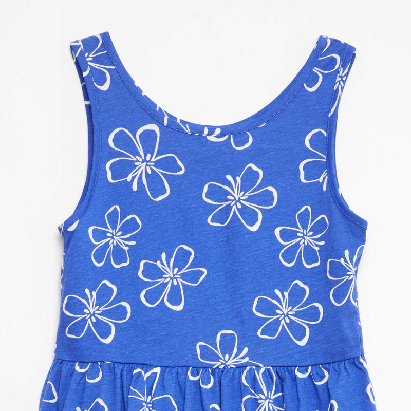 Robe en maille légère fine bretelles all-over en coton
