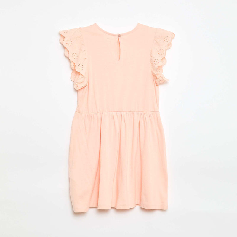 Robe en jersey avec manches courtes en broderies anglaises