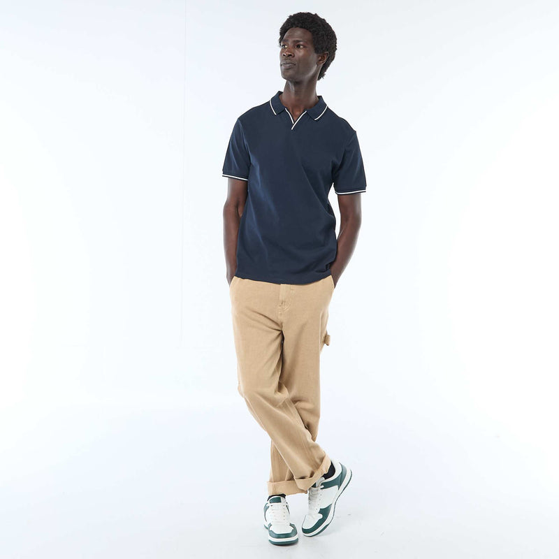 Polo en piqué de coton à manches courtes