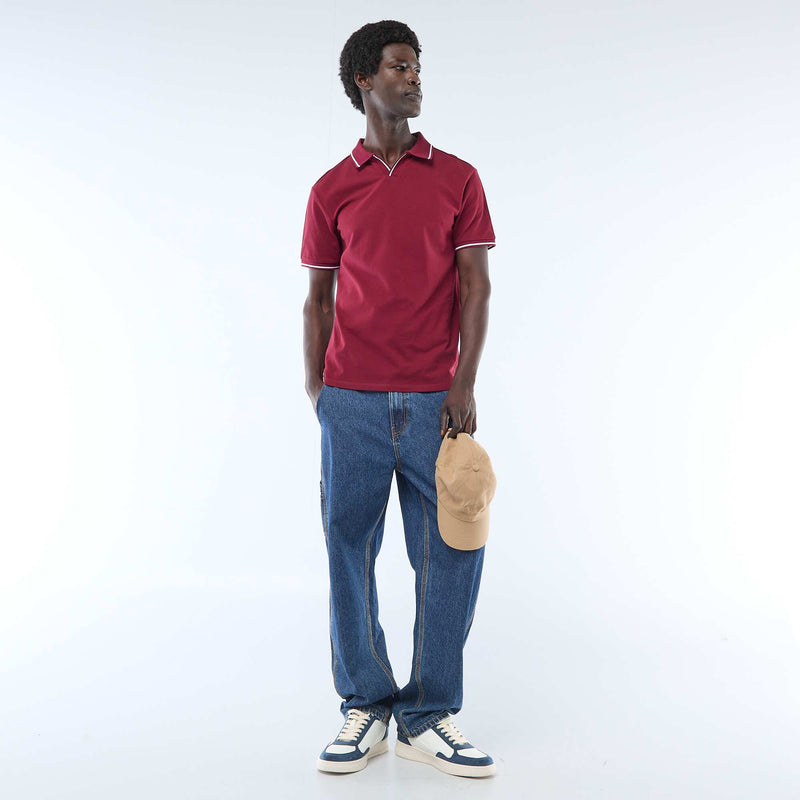 Polo en piqué de coton à manches courtes