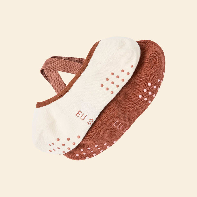 Lot de 2 paires de socquettes yoga en coton