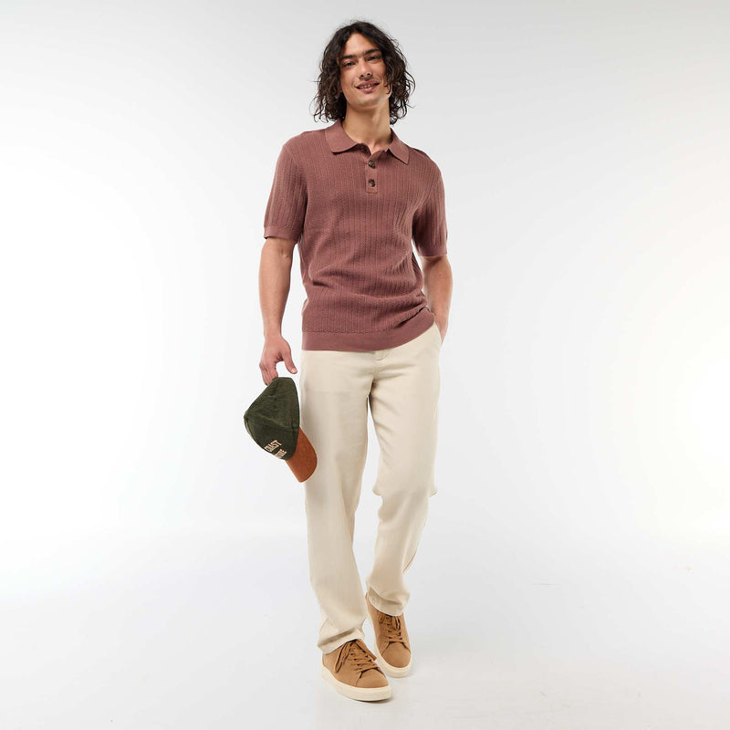 Polo en maille effet tricot
