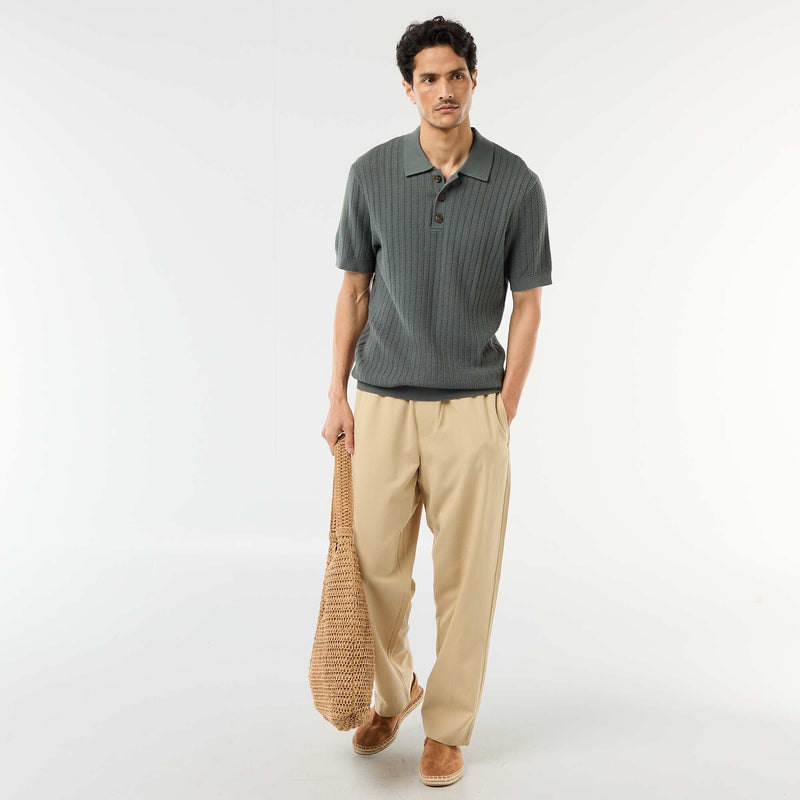 Polo en maille effet tricot