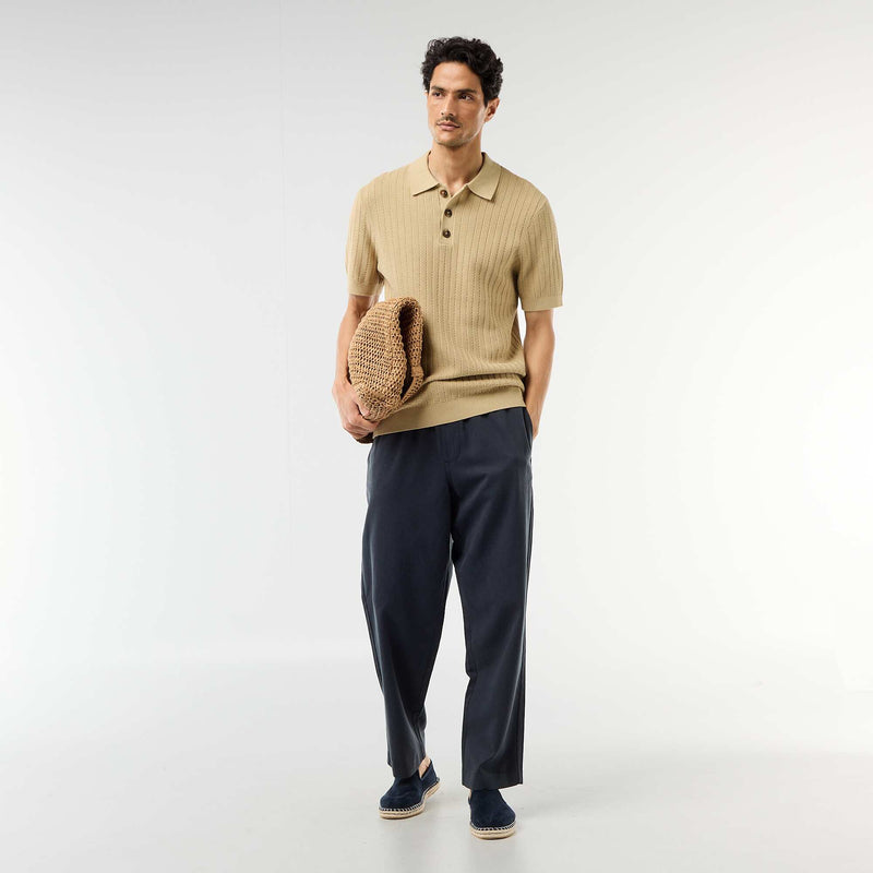 Polo en maille effet tricot