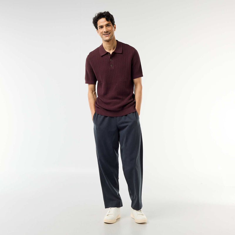 Polo en maille effet tricot