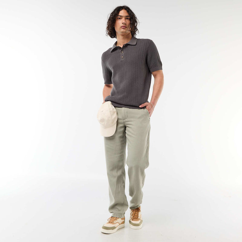 Polo en maille effet tricot