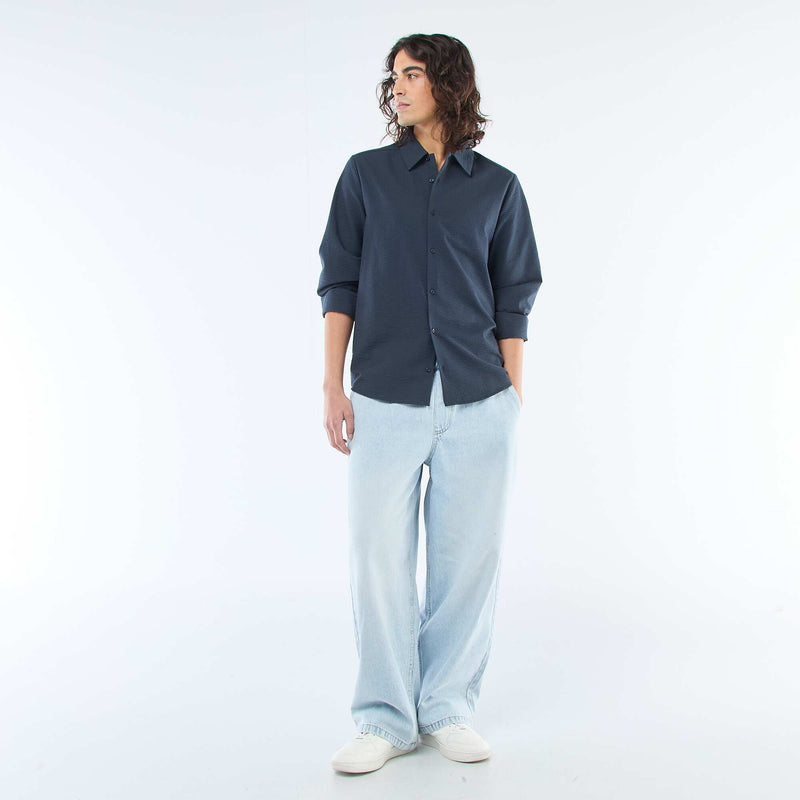 Chemise unie matière gaufrée