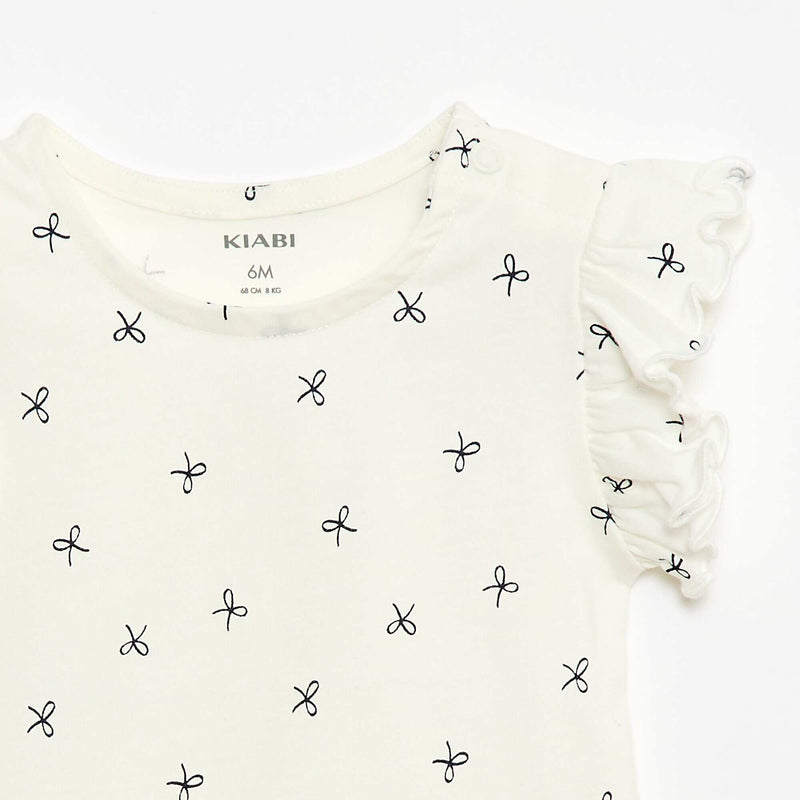 T-shirt en jersey manches courtes volantées