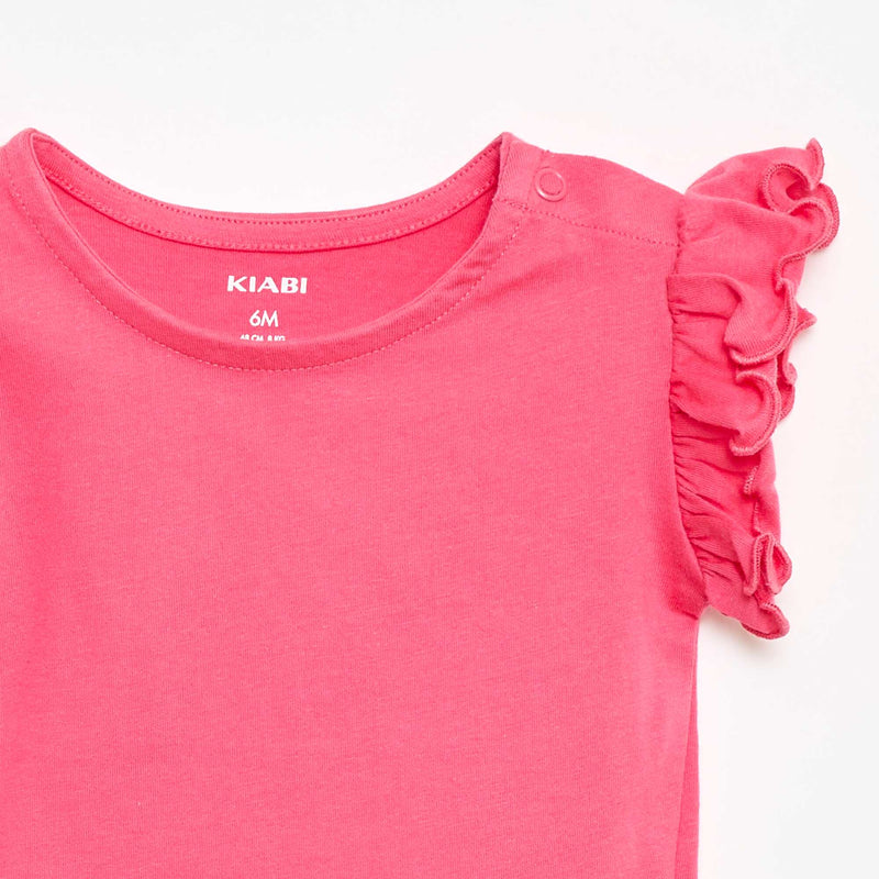 T-shirt en jersey manches courtes volantées