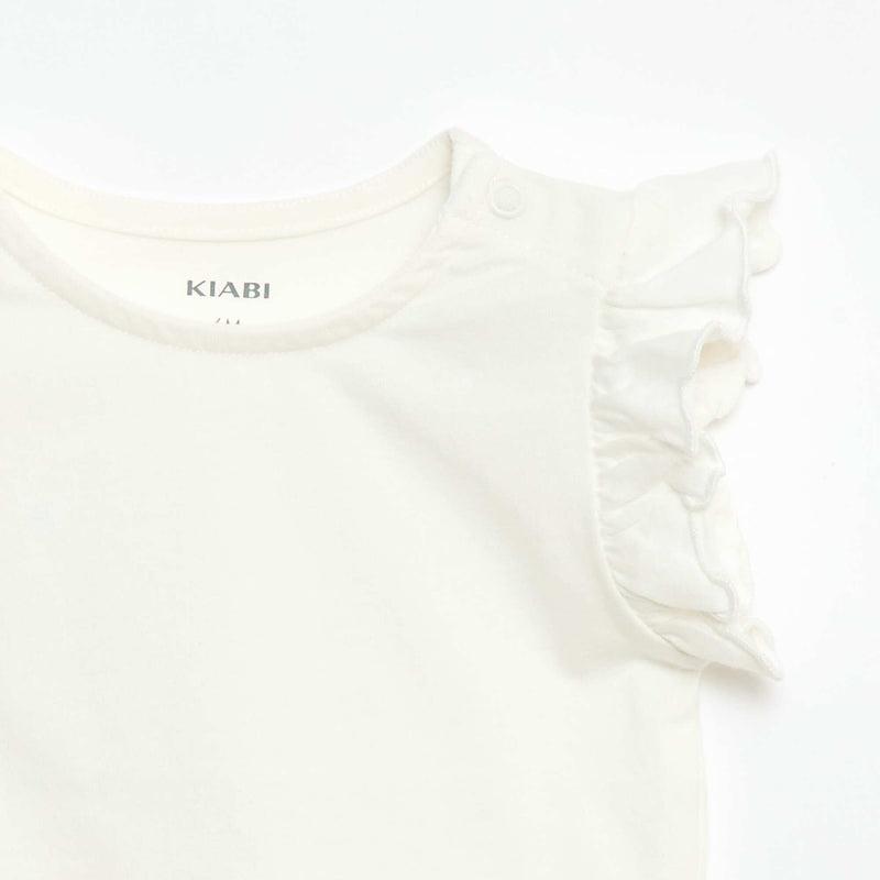 T-shirt en jersey manches courtes volantées