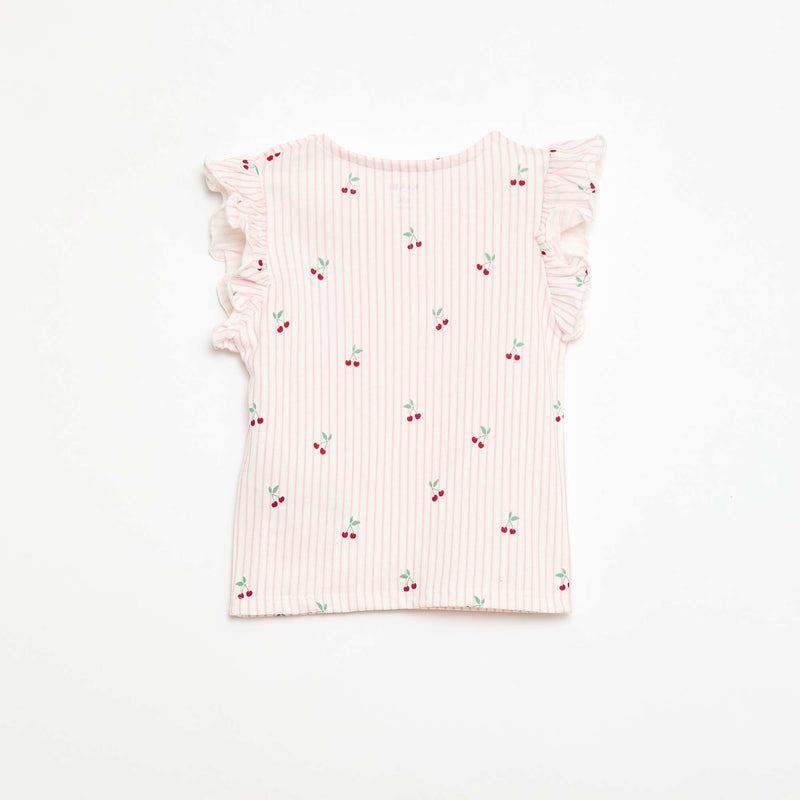 T-shirt en jersey manches courtes volantées