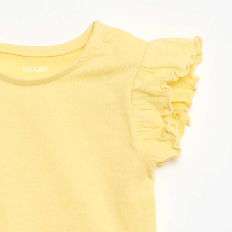 T-shirt en jersey manches courtes volantées