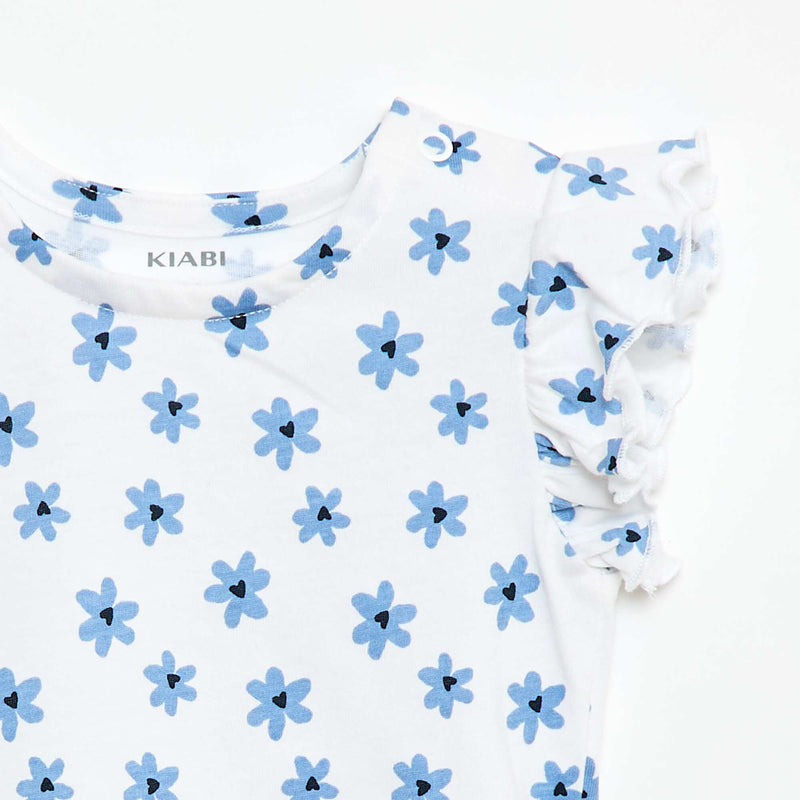T-shirt en jersey manches courtes volantées
