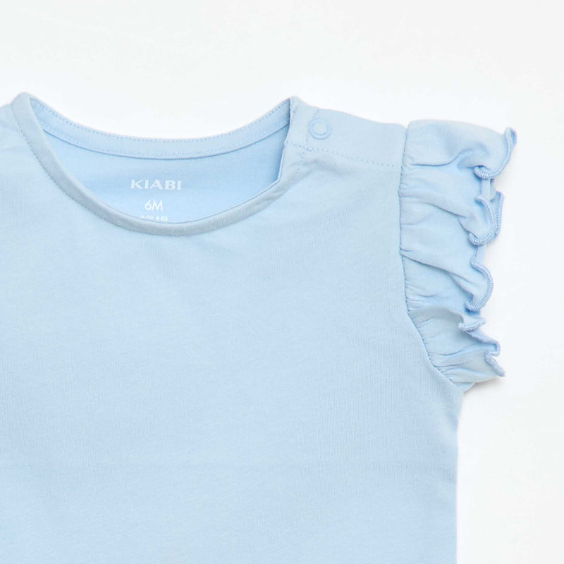 T-shirt en jersey manches courtes volantées