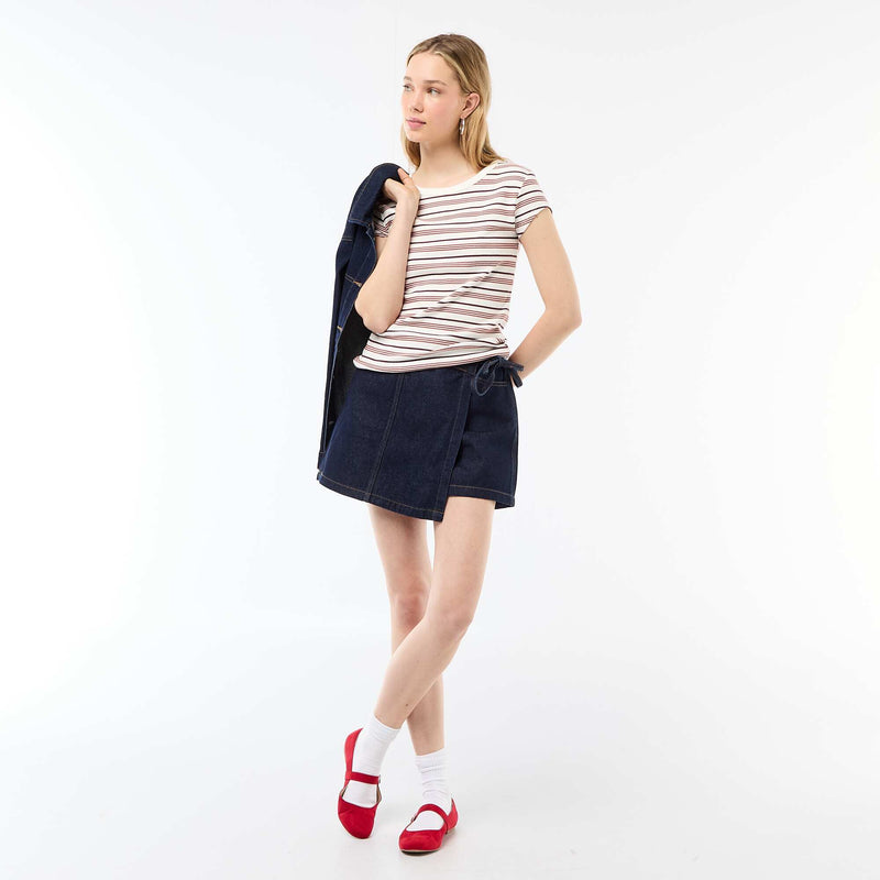 T-shirt en jersey manches courtes côtelé