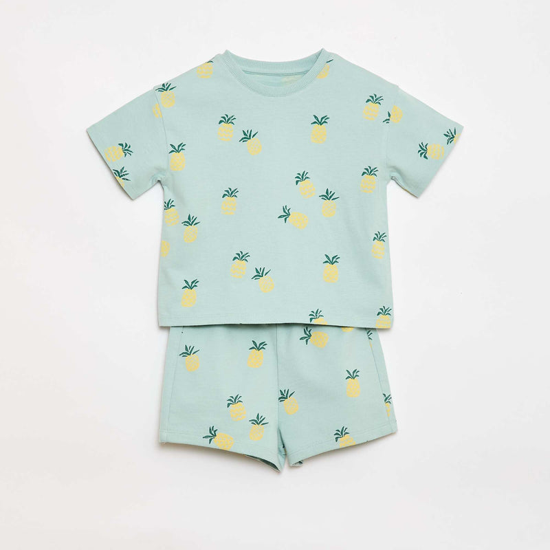 Ensemble t-shirt + short à motif - 2 pièces