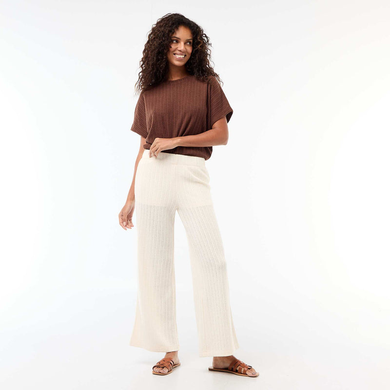 Pull en maille ajourée à manches courtes