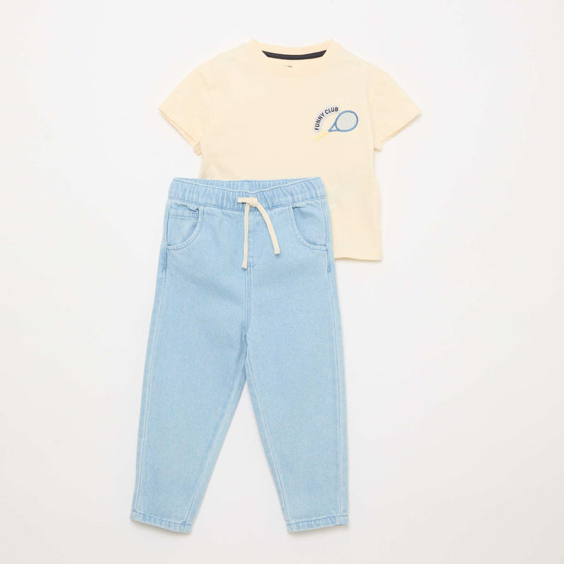 Ensemble t-shirt + pantalon en denim - 2 pièces