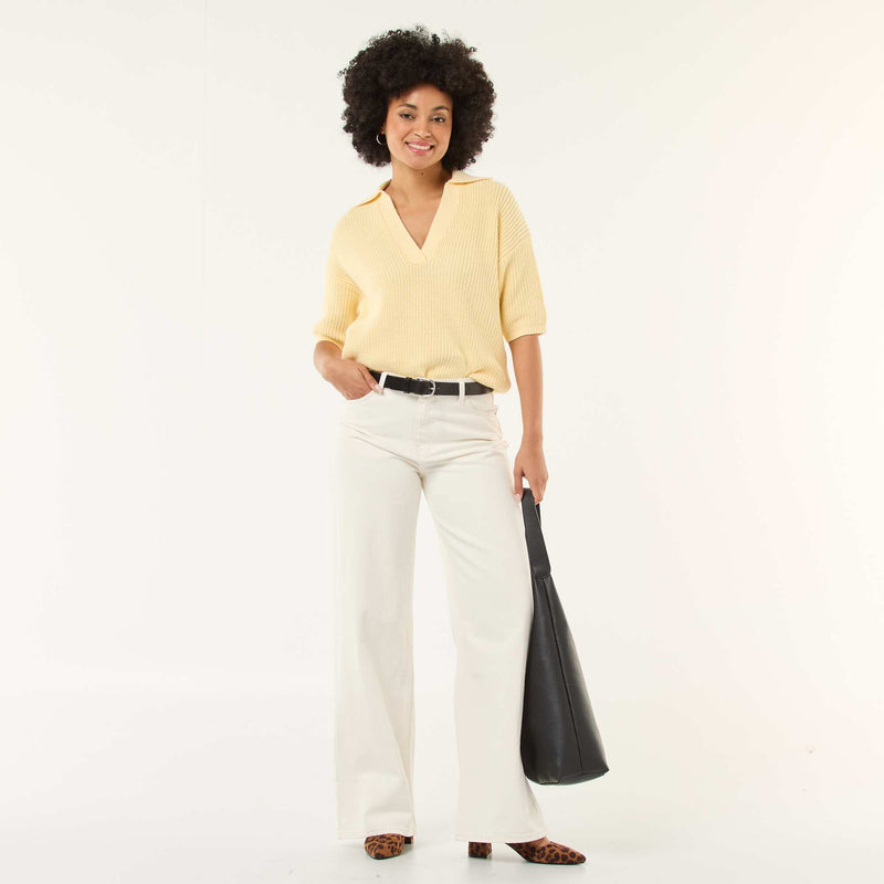 Pull esprit polo avec encolure V