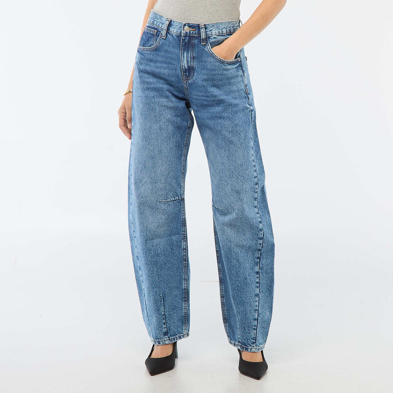 Pantalon denim barrel en coton